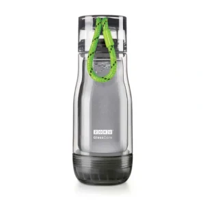 Clearance ZOKU Insulated Double-Walled with Suspended Grey Glass Core Bottle 355ml - Green Strip Fixed Size - GlowEssence Care - Embrace the Essence of Radiance with Premium Skincare Solutions