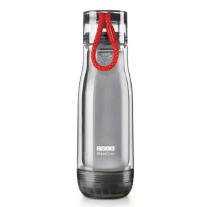 Wash*ZOKU Insulated Double-Walled with Suspended Grey Glass Core Bottle 475ml - Red Strip Fixed Size - GlowEssence Care - Embrace the Essence of Radiance with Premium Skincare Solutions